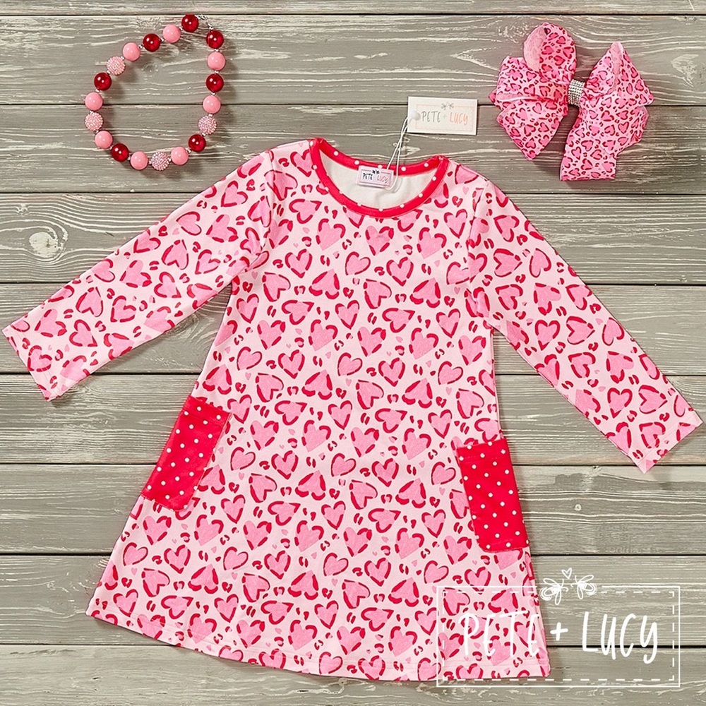 Lovely Leopard Valentines Long Sleeve Dress